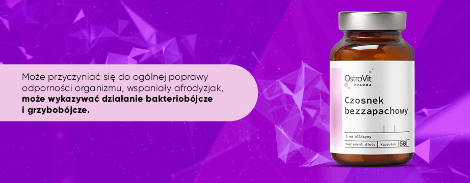 Suplementy diety zawierające czosnek wspomagają utrzymanie prawidłowego poziomu cholesterolu. Stosowanie preparatu może przyczynić się do poprawy ogólnej odporności egzaminu.