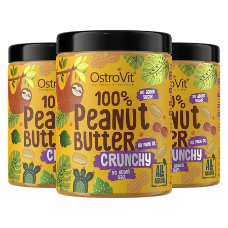3 x OstroVit Peanut Butter 100% Crunchy 1000 g