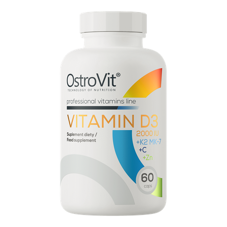 OstroVit Vitamin D3 2000 IU + K2 MK-7 + VC + Zinc 60 caps