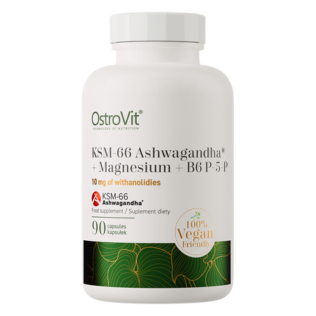 OstroVit KSM-66 Ashwagandha® + Magnez + B6 P-5-P VEGE 90 kapsułek