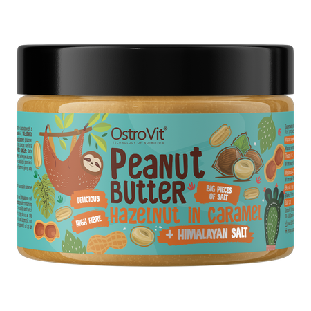 OstroVit Peanut Butter + Hazelnut in Caramel + Himalayan Salt 500 g crunchy