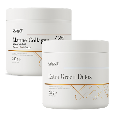 OstroVit Extra Green Detox 200 g + Marine Collagen + Hyaluronic Acid + Vitamin C 200 g