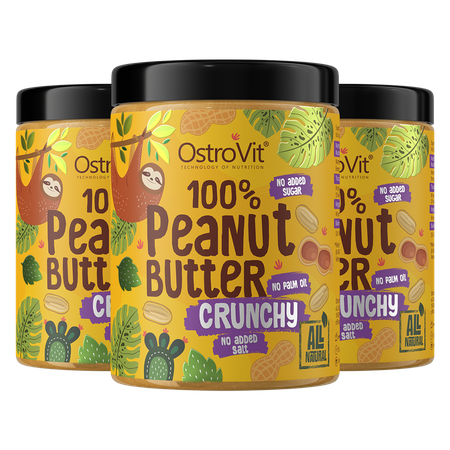 OstroVit 100% Peanut Butter Crunchy 3 x 1000 g