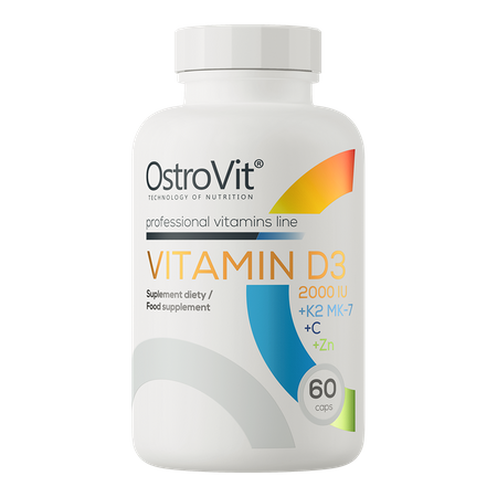 OstroVit Witamina D3 2000 IU + K2 MK-7 + C + Zn 60 kapsułek
