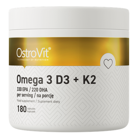OstroVit Omega 3 D3+K2 180 kapsułek